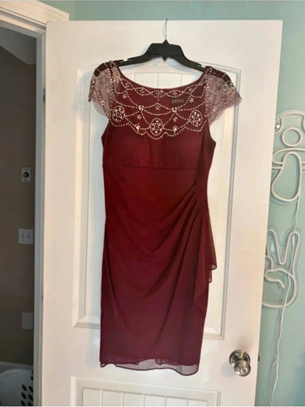 DJ Jaz Embellished Midi Dress Burgundy Size 10